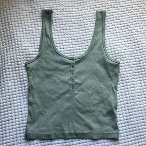 Sage Green A&F Ribbed Henley Tank